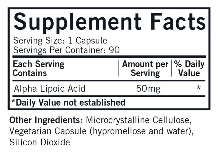 Alpha Lipoic Acid 50 mg (Kirkman Labs) supplement facts