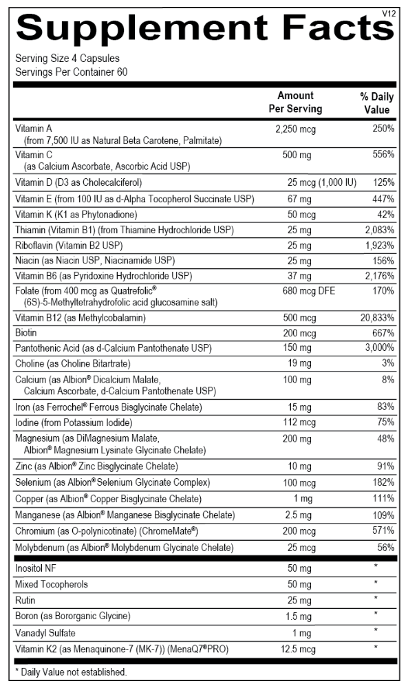 alpha base capsules with iron | ortho molecular products supplement facts
