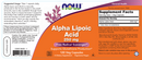 alpha lipoic acid 250 mg (now foods) label