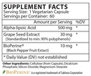 alpha lipoic acid 500 mg vinco supplement facts