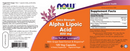 alpha lipoic acid 600 mg (now foods) label