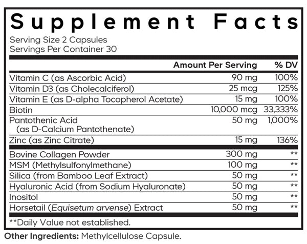 Amen Hair Supplement Facts Label