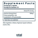 american ginseng extract vital nutrients supplement facts