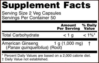 American Ginseng 500 mg (NOW) Supplement Facts