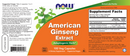 american ginseng 500 mg (now foods) label