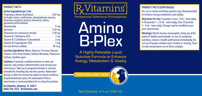 amino b-plex (rx vitamins for pets) label