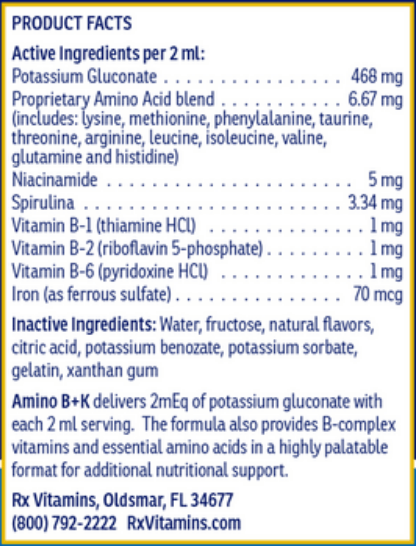 amino b+k (rx vitamins for pets) product facts