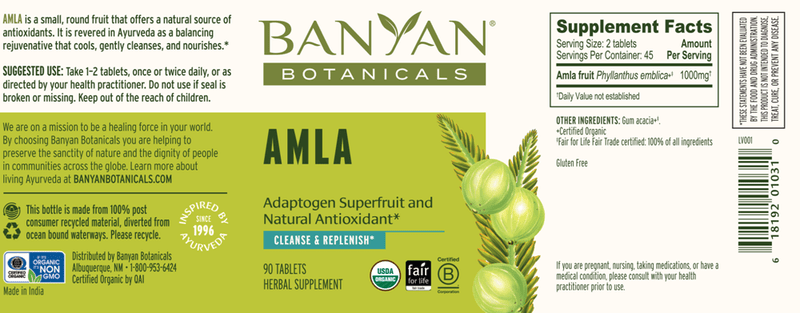 amla banyan botanicals label