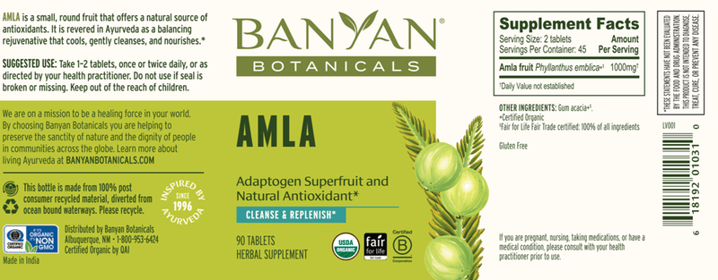 Amla (Banyan Botanicals) label