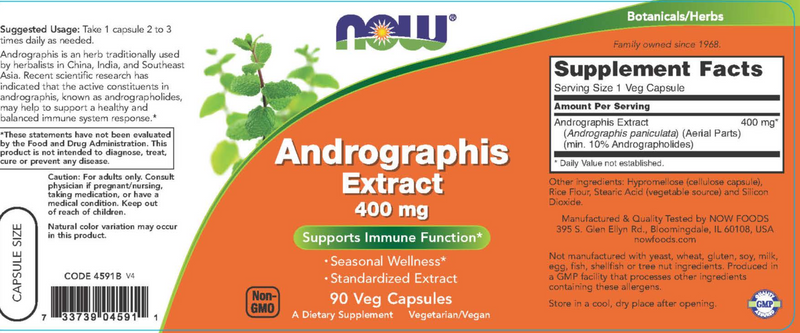Andrographis Extract (NOW) Label