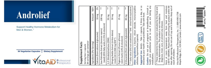 androlief vita aid label
