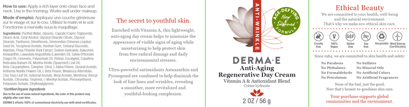 anti-aging regenerative day cream dermae label