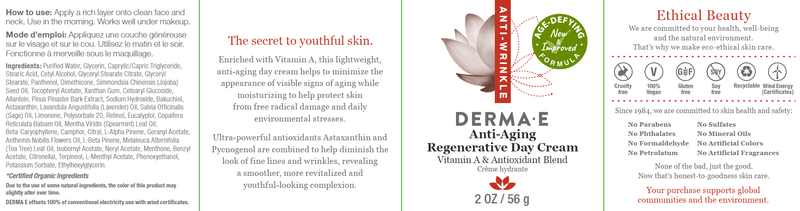 Anti-Aging Regenerative Day Cream (DermaE) label