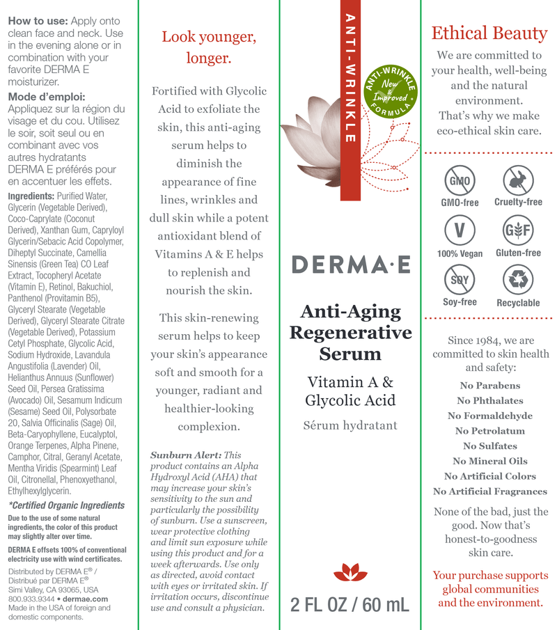 anti aging regenerative serum dermae label
