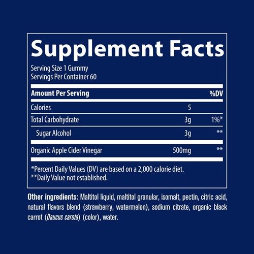 Apple Cider Vinegar Supplement Facts Label