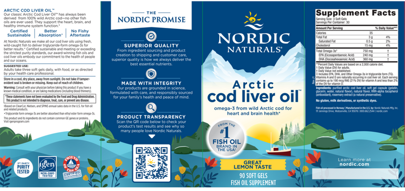 arctic cod liver oil soft gels lemon nordic naturals label
