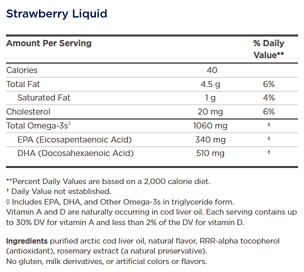 arctic cod liver oil strawberry supplement facts
