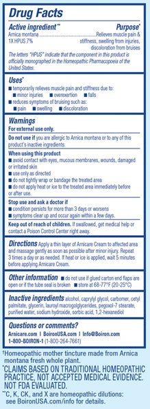 arnicare cream boiron drug facts
