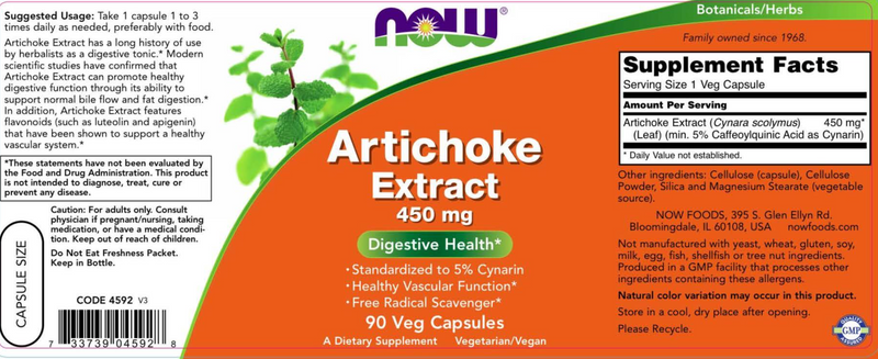 buy artichoke extract 450 mg (now foods)