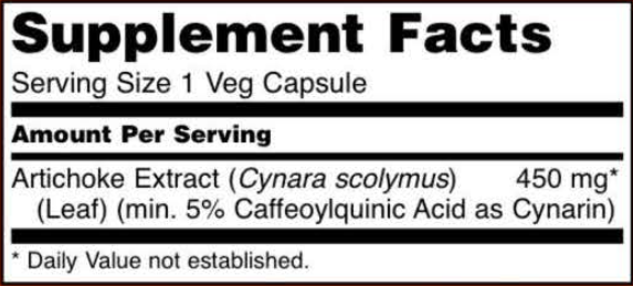 artichoke extract 450 mg (now foods) supplement facts