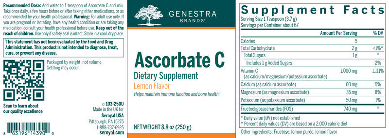 Ascorbate C label Genestra