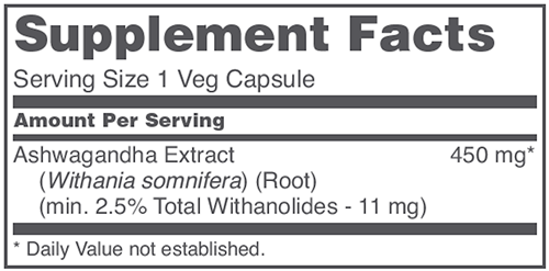 Ashwaganda Extract 450 mg (Protocol for Life Balance) Supplement Facts