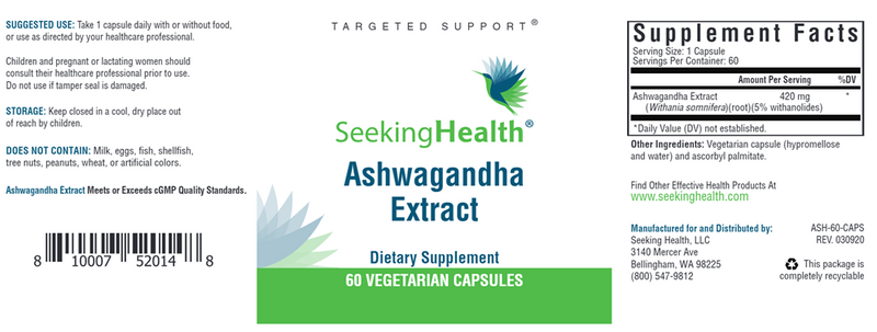 Ashwagandha Extract Seeking Health Label