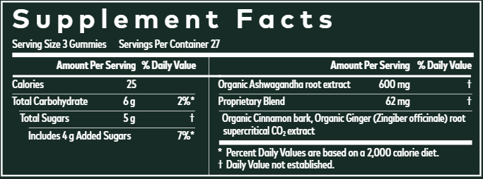Ashwagandha Gummies 81ct Gaia Herbs supplement facts