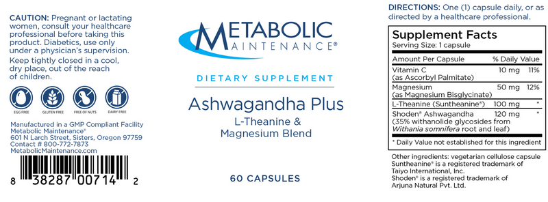 ashwagandha plus (metabolic maintenance) label