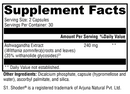 ashwagandha 35 (xymogen) supplement facts