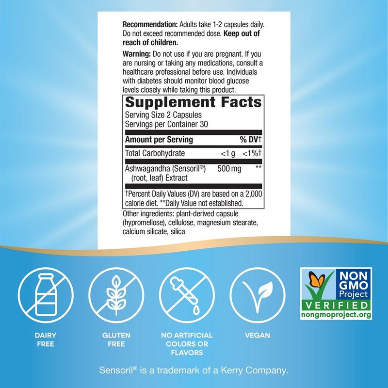 ashwagandha capsules nature's way supplement facts