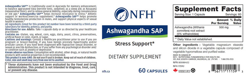 ashwagandha sap nfh nutritional fundamentals label