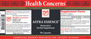 astra essence health concerns label