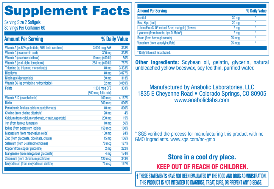 Aved-Multi Softgel Supplement Facts Label
