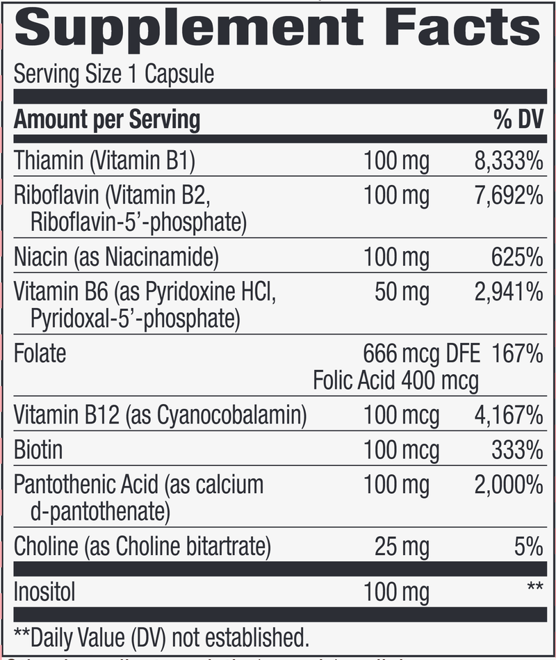 B-100 Complex 100 capsules (Nature's Way) Supplement Facts