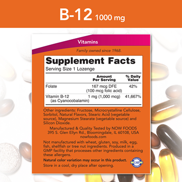 B-12 1000 mcg (NOW) Supplement Facts
