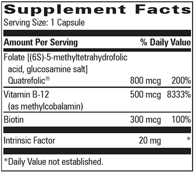 B-12 Intrinsic Factor (Progressive Labs) Supplement Facts