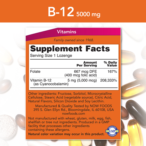 b-12 5000 mcg (now foods) supplement facts