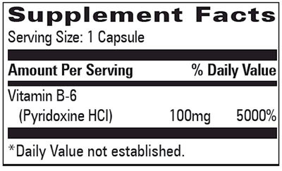B-6 100 mg (Progressive Labs) Supplement Facts