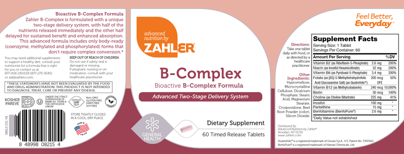 B-Complex Timed Release (Advanced Nutrition by Zahler) Label