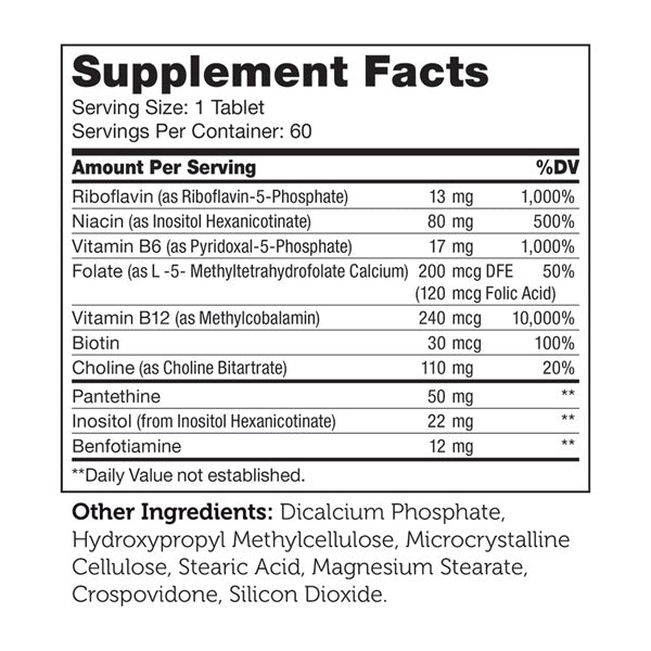 B-Complex Timed Release Supplement Facts Label