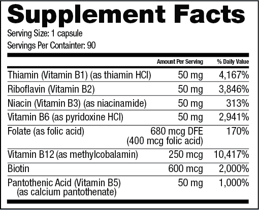 B50 Complex (Bariatric Fusion) supplement facts