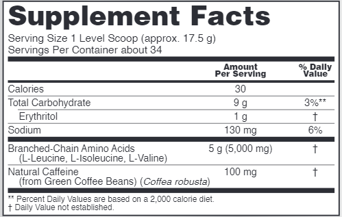 BCAA Blast Powder Tropical Punch (NOW) Supplement Facts