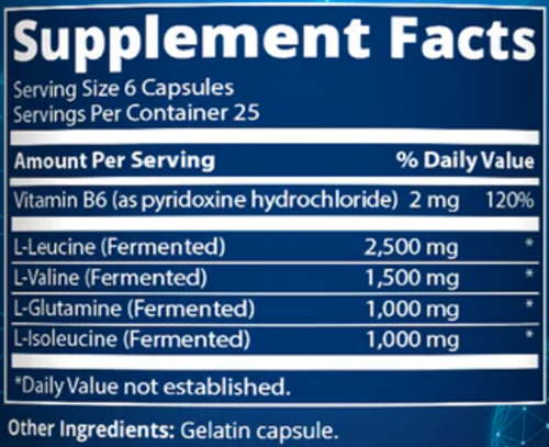bcaa+g 6000 (metabolic response modifier) supplement facts