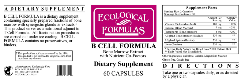 B Cell Formula (Ecological Formulas) Label