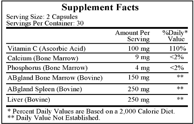 B Cell Formula (Ecological Formulas) Supplement Facts