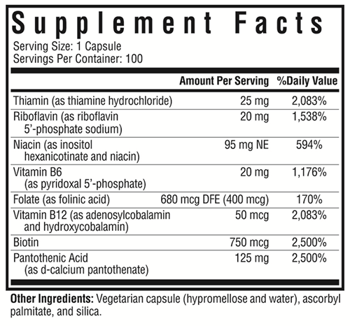 B Complex Plus Methyl-Free Seeking Health supplement facts