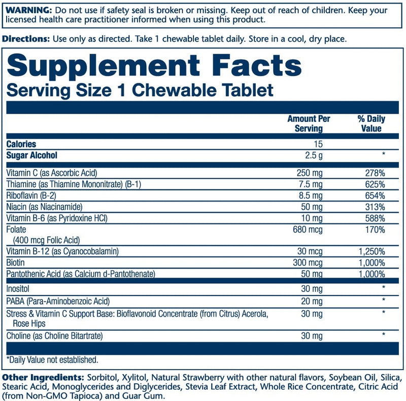 B Complex Strawberry 250 mg Solaray supplement facts