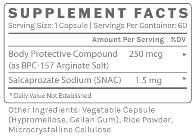 BPC-157 Delayed - 250mcg (InfiniWell) supplement facts