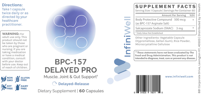 BPC-157 Delayed Pro - 500mcg (InfiniWell) label